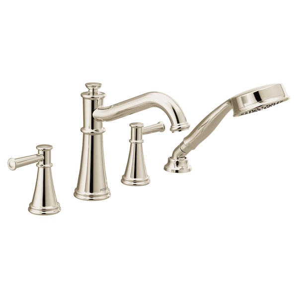 Two-Handle Roman Tub Faucet Includes Hand Shower Polished Nickel